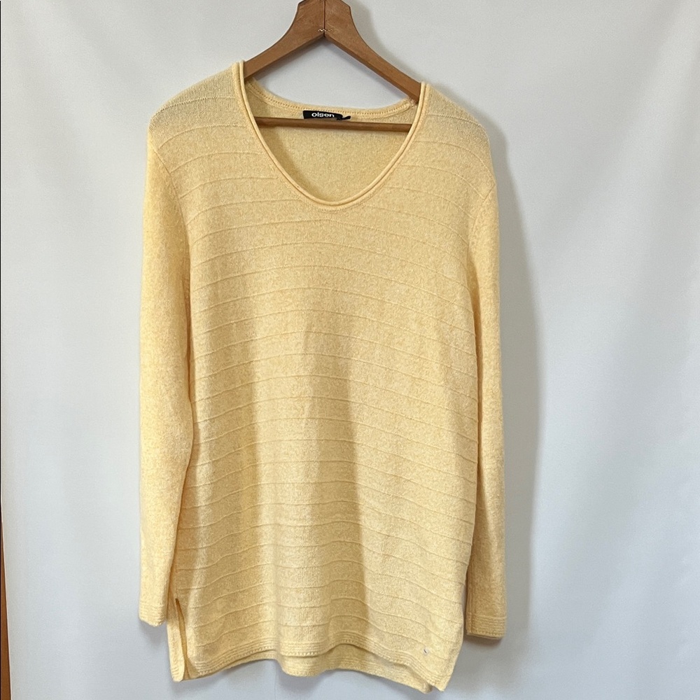 Olsen Henny Regular Fit Yellow V neck Sweater Size M